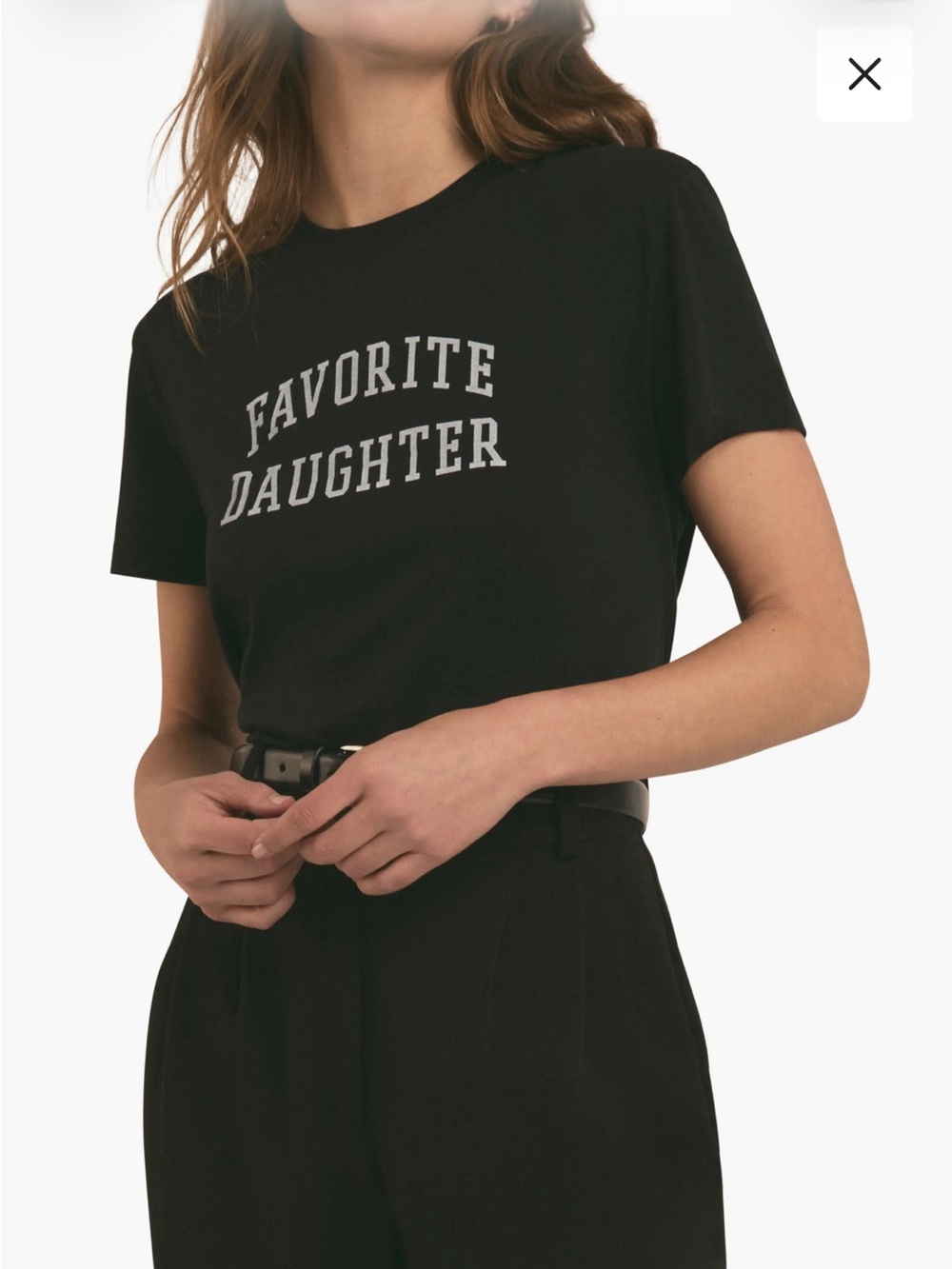 Favorite Daughter Black Tee with White Graphic